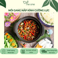 Nồi Gang kho cá, nắp kính cường lực size 14-22. được phủ 3 lớp chống dính tiện lợi, nồi kho tộ, nồi nấu mì cay, cơm trộn