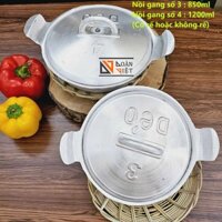 Nồi GANG kho thịt cá, kho tộ, cơm cháy, cơm niêu DẺO- GANG ĐÚC nguyên khối, bóng đẹp, chắc chắn và nặng tay