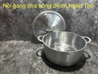 Nồi Gang Nấu Cơm Kho Cá 24 cm Doa Bóng hãng Ngân Thọ