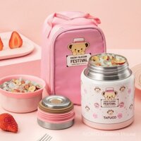 Nồi giữ nhiệt di động bằng thép không gỉ 316 Taifu Gao Nhật Bản, cốc cách nhiệt, hộp cơm giữ nhiệt, bình cháo cho người lớn