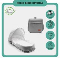 Nôi giường gấp gọn cho trẻ sơ sinh, nôi di động kèm màn che và đệm bông cho bé