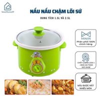 Nồi Hầm Cháo Chậm Lòng Sứ Cắm Điện 1,5L VÀ 2,5L , Nồi Hầm, Kho, Nấu Giữ Nhiệt Tốt, Siêu Tiện Dụng - HÀNG CHÍNH HÃNG MINIIN - 2,5 lít