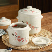 Nồi hầm gốm hai nắp tổ yến nồi hầm trứng hấp cho bé bổ sung thực phẩm gia dụng nồi hầm món tráng miệng mật bên trong