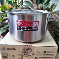 Nồi hầm Inox  zebra Thái Lan Vitalux Infinity 3 đáy nắp Inox 24x15cm 6.5L - 171344