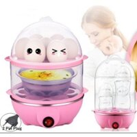 Nồi Hấp 2 Tầng Đa Năng 350W , Máy Luộc Trứng Hấp Thức Ăn Đa Năng 2 Tầng, Nồi Hấp Bánh Bao, Rau Củ, Hải Sản