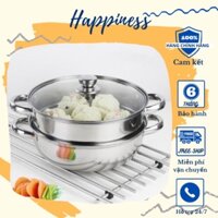 Nồi hấp 2 tầng đa năng đường kính 28cm, Bộ xửng hấp inox 28cm đa năng 2 tầng cao cấp