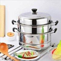 Nồi hấp 3 tầng dùng được bếp từ- Nồi hấp inox 3 tầng đa năng - Size 28cm.