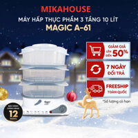 Nồi hấp điện 3 tầng 10 lít Magic Korea A-61 850W, Hàng Chính Hãng, Lồng Hấp Nhựa PP Cao Cấp