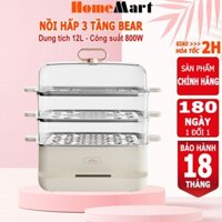 Nồi hấp điện 3 tầng Bear 6-12L khay hấp Inox, Nồi hấp xôi, hấp bánh bao, hấp đồ ăn dặm cho bé