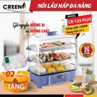 Nồi Hấp Điện CREEN CR-135PLUS Nồi Hấp Thủy Nhiệt 3 Tầng Thông Minh Tiện Dụng