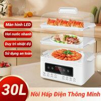 Nồi hấp điện đa năng 2 tầng dung tích 20L- Hấp Gà nguyên con, Công Suất 800W, Chức Năng Hẹn Giờ Thông Minh
