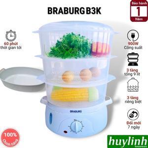 Nồi hấp điện đa năng 3 tầng Braburg - 9 lít