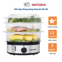 Nồi Hấp Điện Đa Năng 3 Tầng Nhật Bản NATOSHI NS-09 - Dung Tích 9 Lit - Chất Liệu Nhựa PC Cao Cấp An Toàn Sức Khỏe