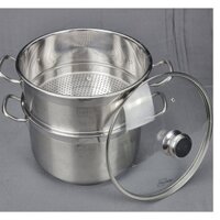 Nồi hấp Inox 2 tầng Fivestar 24cm nắp kính dùng bếp từ chính hãng bảo hành 5 năm