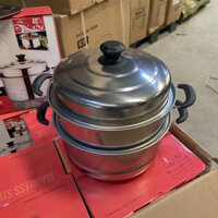 Nồi Hấp Inox 3 Tầng Siêu To Nồi Hấp Bánh Bao Hấp Thức Ăn 28CM Dùng Cho Cả Bếp Từ Và Bếp Ga Tặng Kèm Xửng Hấp  - halusho