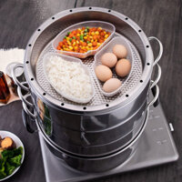 Nồi Hấp Nồi Hấp Inox Gia Dụng Dày Ba Bốn Lớp Không Xốp Không Xiên Nồi Hấp Hai Đáy Bếp Ga