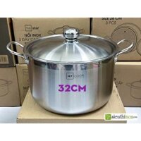 Nồi inox 1 đáy 32cm HT cook dùng làm nồi hầm, nồi luộc gà