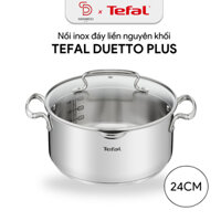 Nồi inox 24 cm đáy liền nguyên khối Tefal Duetto dung tích 4.9L dùng bếp từ quai cầm cách nhiệt