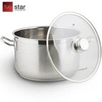 Nồi inox 3 đáy 28cm nắp kính chính hãng Fivestar N28-3DG