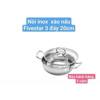 Nồi inox 3 đáy fivestar 20cm nắp kính