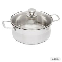 Nồi inox 3 đáy nắp kiếng 24 cm Smartcook SM2402MN