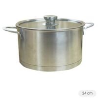 Nồi inox 3 đáy nắp kính 24 cm Delites 002NCH