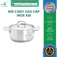 Nồi inox 3 đáy sandwich  FiveStar Standard nắp inox  16cm18cm 20cm24cm ,tặng 2 muỗng canh,bếp từ, gas, hồng ngoại - 24cm