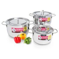 Nồi inox 304 3 đáy Extreme Infinity Zebra Thái Lan Nắp Inox đủ size 18cm,20cm,22cm,24cm