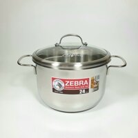 Nồi Inox 304 3 đáy nắp kính Zebra Thái Lan 18cm, 20cm, 22cm, 24cm, dòng Extreme Infinity, inox 304