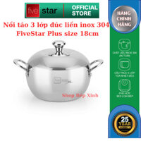 Nồi inox 304 Fivestar Plus 3 lớp liền khối hình quả táo size 18 dung tích 2 lít , nồi hầm kho thịt kho cá , nồi bếp từ