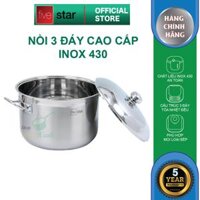 Nồi Inox 430 Bếp Từ 3 Đáy Fivestar 36 cm Nắp Inox  Tặng 5 Muỗng Ăn Inox Cao Cấp