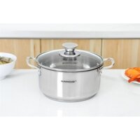 Nồi inox 5 đáy nắp kính 18 cm Sunhouse SHG308-18