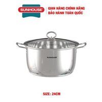 Nồi inox 5 đáy Sunhouse SH781, Nồi 5 lớp đáy tỏa nhiệt đều, giữ nhiệt lâu, hạn chế cháy, Có 3 size 16,20,24cm - SHG788-24cm