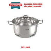 Nồi inox 5 đáy Sunhouse SH781, Nồi 5 lớp đáy tỏa nhiệt đều, giữ nhiệt lâu, hạn chế cháy, Có 3 size 16,20,24cm - SHG788-20cm