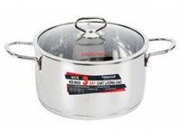 Nồi Inox Cao Cấp 3 Đáy Nắp Kiếng Happycook Delux Plus 20cm N20-DLGP
