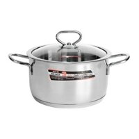 Nồi Inox Cao Cấp 3 Đáy Nắp Kiếng Delux 16cm, 20cm, 34cm, HAPPYCOOK, HC06DLG, DLG