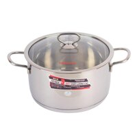 Nồi Inox Cao Cấp 3 Đáy Nắp Kiếng Happy Cook Delux 16cm N16-DLGP - 16cm