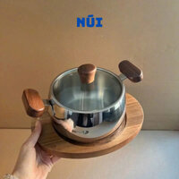 Nồi inox cao cấp tay cầm gỗ size 14cm có nắp - RK806, Nồi nấu cháo quấy bột, nấu sốt