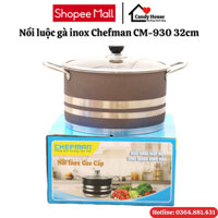 Nồi inox Chefman CM-930, nồi luộc gà 30cm đáy từ 3 lớp dùng cho mọi loại bếp, chất liệu inox cao cấp