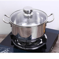 Nồi inox FIVESTAR 20cm đáy từ Nắp kính - Sử dụng cho Bếp từ và mọi loại bếp nấu - BH 2 NĂM