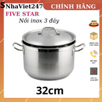 Nồi inox Fivestar 32cm 3 đáy-nồi luộc gà Đáy từ-Nồi dày,đẹp,sáng bóng,giá rẻ-bảo hành 5 năm