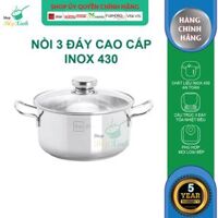 Nồi inox FiveStar Standard 3 đáy sandwich bếp từ nắp kính tặng 1 muỗng canh  16cm  18cm  20cm  24cm  - nồi 18cm