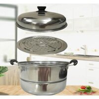 Nồi inox kèm vỉ hấp size 21cm có khay hấp tiện lợi. Nồi chuyên hấp cách thủy như bánh bao, xôi... cho mọi nhà