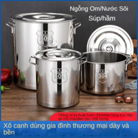 Nồi Inox lớn luộc gà, hầm xương, nấu canh 304 10L/20L/35L/50L/70L/  3 lớp siêu bền.dùng được cho bếp từ