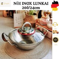 Nồi inox LUNKAI 20cm và 24cm, nồi canh inox, nồi kho cá, nồi đa năng, nồi xào, nồi inox 2 lớp