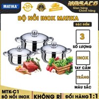 Nồi inox Matika MTK-C1 không gỉ size 16,20,24 cm Nồi có thân sản phẩm được làm bằng inox không rỉ, tiện lợi - MOSACO