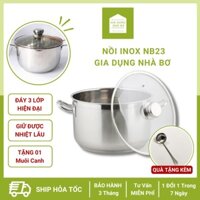 Nồi inox NB23, bộ xoong nồi hấp inox fivestar 26cm, 28cm, 30cm, 32cm 3 đáy cao cấp - Gia dụng nhà Bơ