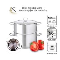 Nồi inox , nồi hấp inox 1 đáy SATO ST01-30 (kèm xửng hấp ) , đường kính 30 cm , Bảo hành 12 tháng