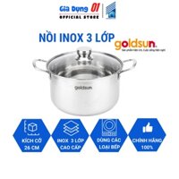 Nồi inox, Nồi luộc gà inox Goldsun GE43-1302SG - Đường kính 26cm. Dùng được trên mọi loại bếp