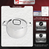Nồi inox quai vuông Chockmen 24cm nồi inox nguyên khối bếp từ chống dính nồi canh nấu cháo (CKM140)
